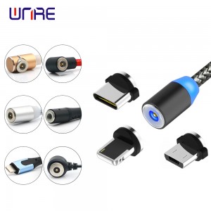 L-ogħla kwalità Ċina 3 f'1 Magnetic USB Cable Fast Charge 360 ​​Grad Rotation Magnetic Charging Cable