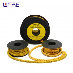 Жълта лента за маркиране на кабели с букви от PVC за жичен кабел
